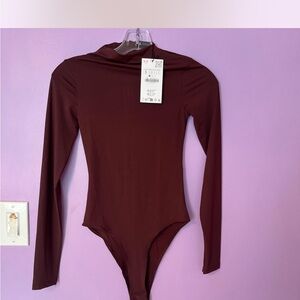 SOLD ELSEWHERE. DO NOT BUY. Zara Burgundy Long Sleeve Bodysuit